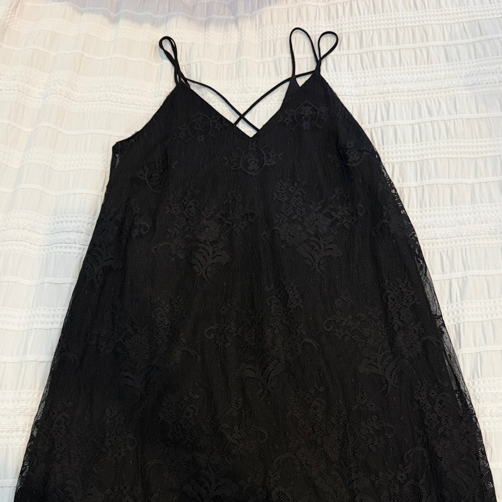 Lush XS Black Lace Slip Dress